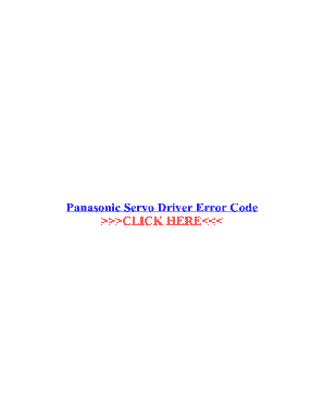 Panasonic Servo Drive Error Code List  Form