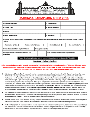 Madrasa Admission Form