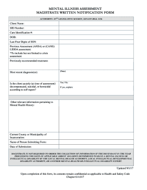 MENTAL ILLNESS ASSESSMENT  Form