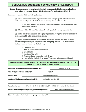 Bus Evacuation Drill Checklist  Form