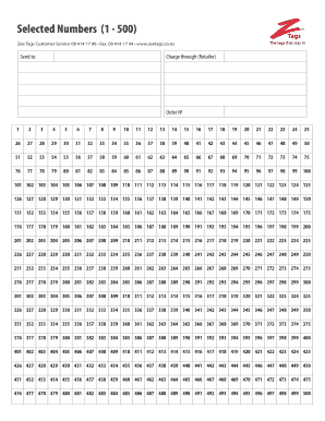 Numbers 1 500  Form