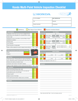Honda Multi Point Inspection Checklist PDF  Form