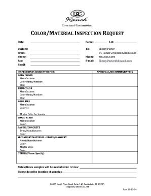 Material Inspection Request  Form