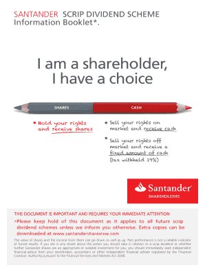 SANTANDER SCRIP DIVIDEND SCHEME  Form