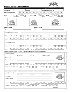 Hostel Registration Form