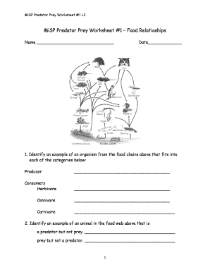 Predator Prey Worksheet  Form