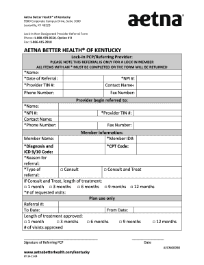 Lock in Non Designated Provider Referral Form