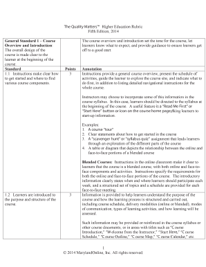 Qm Higher Education Rubric  Form