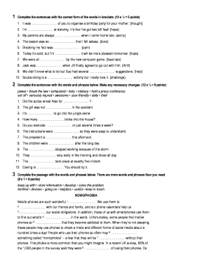 Complete the Sentences with the Correct Form of the Words in Brackets