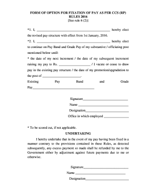 Pay Fixation Form