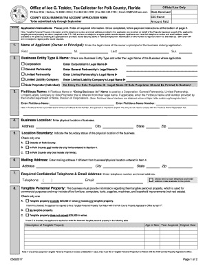 Polk County Local Business Tax Account Application 2017-2024