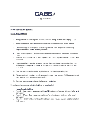 Application for Cabs Housing Scheme  Form