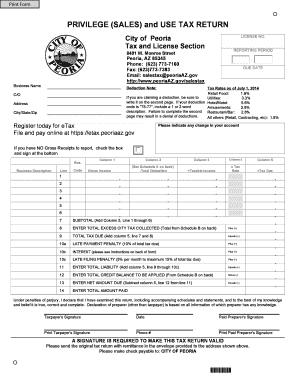 Peoria Sales Tax  Form