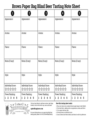 Blind Beer Tasting Sheet  Form