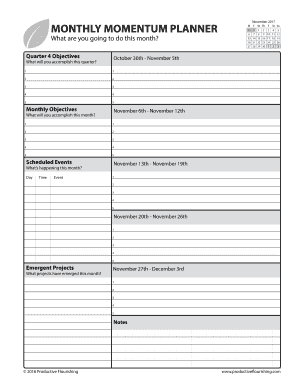 MONTHLY MOMENTUM PLANNER  Form