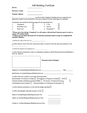 Aib Building Certificate  Form
