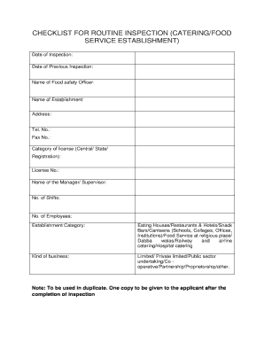 Routine Inspection Checklist Template  Form