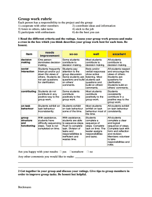 Group Work Rubric  Form