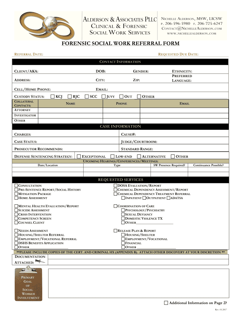 FORENSIC SOCIAL WORK REFERRAL FORM