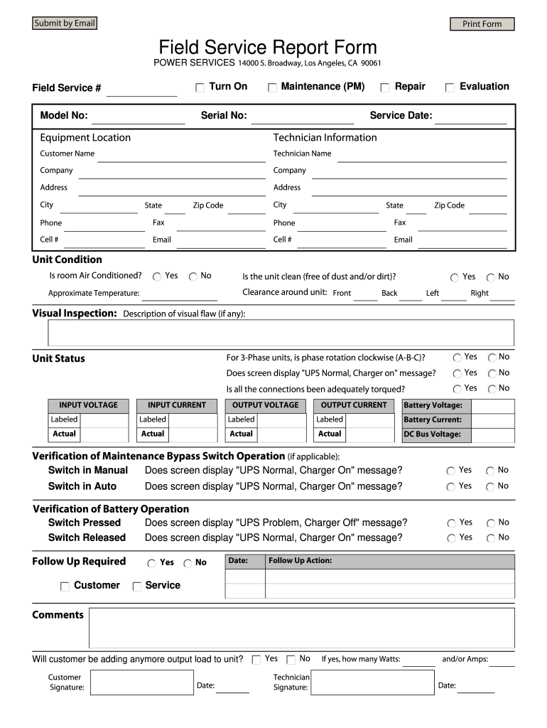  Service Report Form 2015