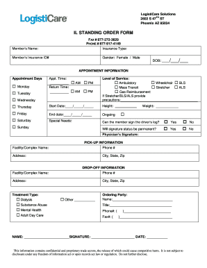  Logisticare Standing Order Form 2017