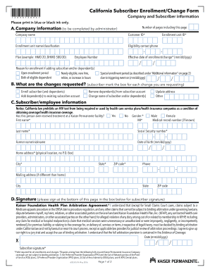  California Subscriber Enrollment Change Form 2016-2024