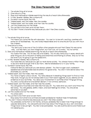 Oreo Personality Test  Form