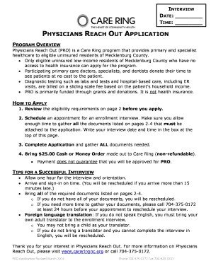 Physicians Reach Out PRO is a Care Ring Program that Provides Primary and Specialist  Form