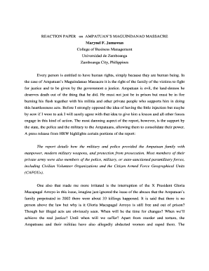 Maguindanao Massacre Reaction Paper  Form