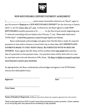Non Refundable Deposit Agreement PDF  Form