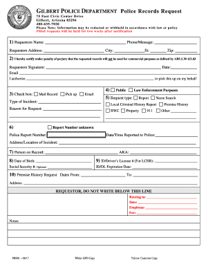 Gilbert Police Records  Form