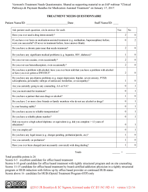 Treatment Needs Questionnaire  Form