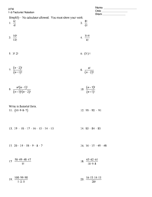 Factorial Worksheet  Form