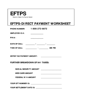 Eftps Direct Payment Worksheet  Form