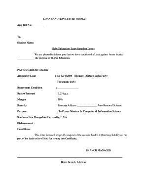 LOAN SANCTION LETTER FORMAT