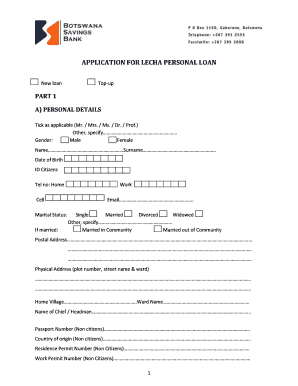 APPLICATION for LECHA PERSONAL LOAN  Form