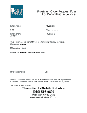 Physician Order Request Form