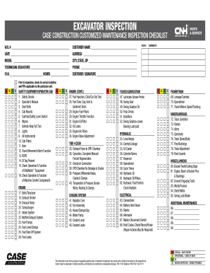 EXCAVATOR INSPECTION  Form