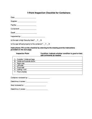 7 Point Container Inspection Checklist Form