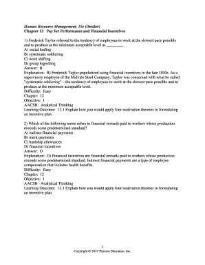 Human Resource Management 15e Dessler Chapter 12  Form