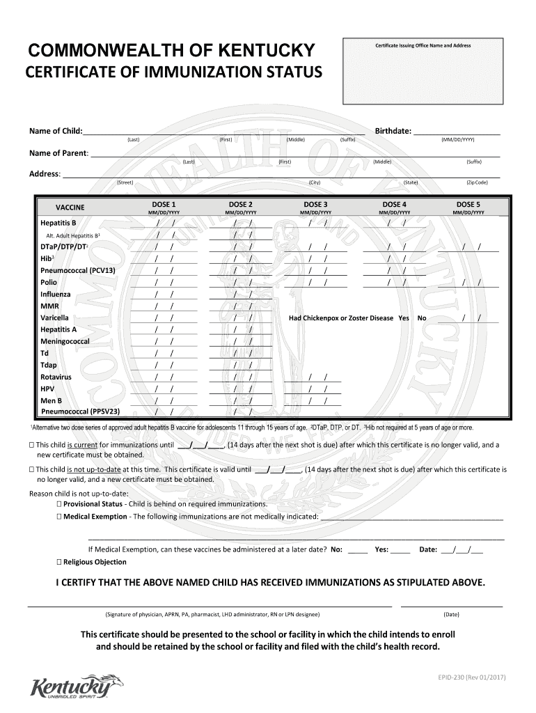  Kentucky Certificate Online 2017