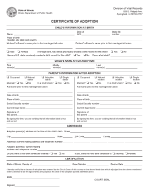 Adoption Certificate  Form