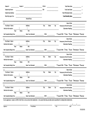 New &amp; Used Dealer Monthly Sales Report D 1 Ksrevenue  Form