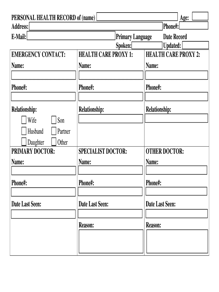 Ges Personal Record Form