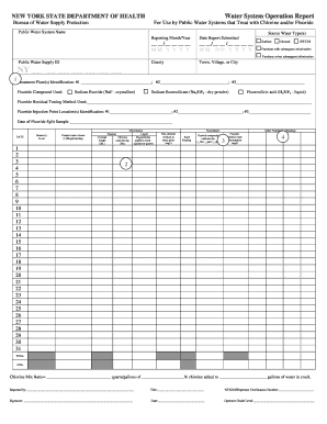 Water System Operation Report New York State Department of Health Ny  Form