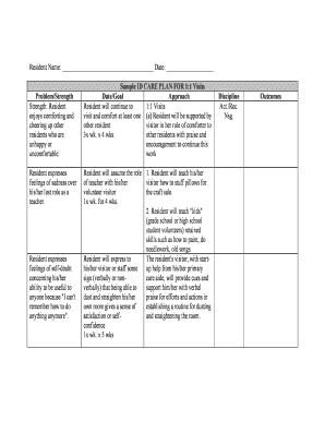 Dementia Care Plan PDF  Form