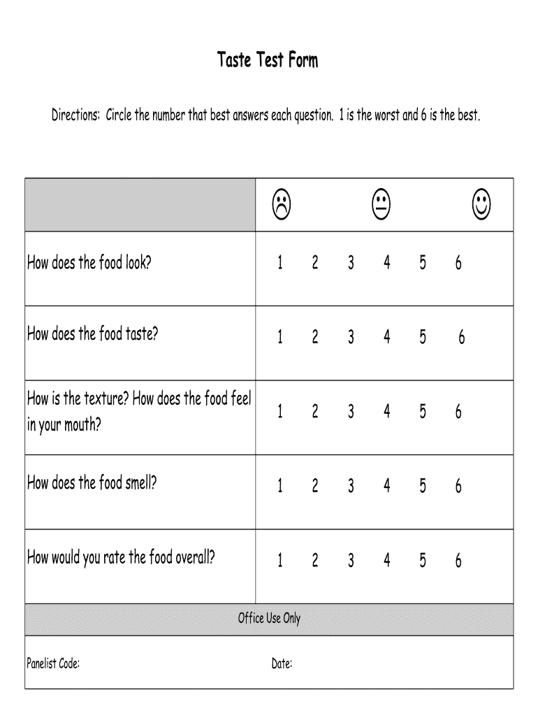 Taste Test Form