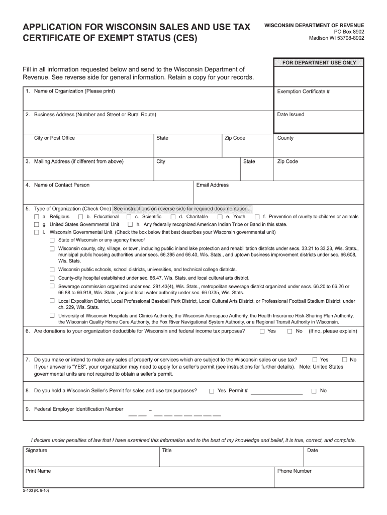 Printable Tax Exempt Form for Wisconsin