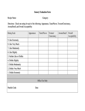 Sensory Evaluation Form Usda