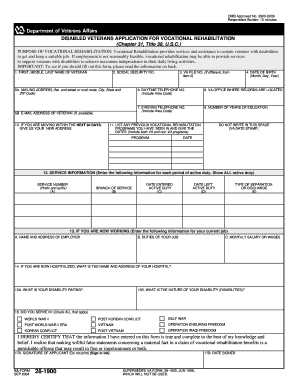VA 28 1900 Veterans&amp;#39; Application for Vocational Rehabilitation  Form